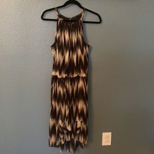 Black with beige cocktail dress